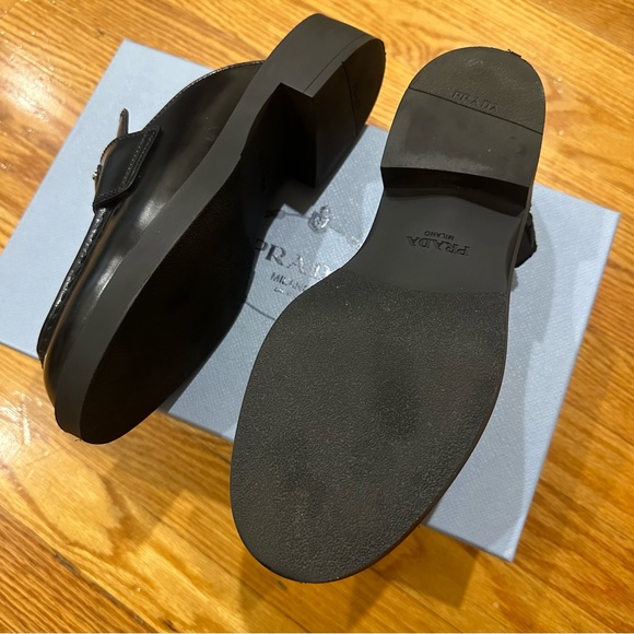 Prada Brushed Leather Loafer Mules Sz 37 - Picture 5 of 13